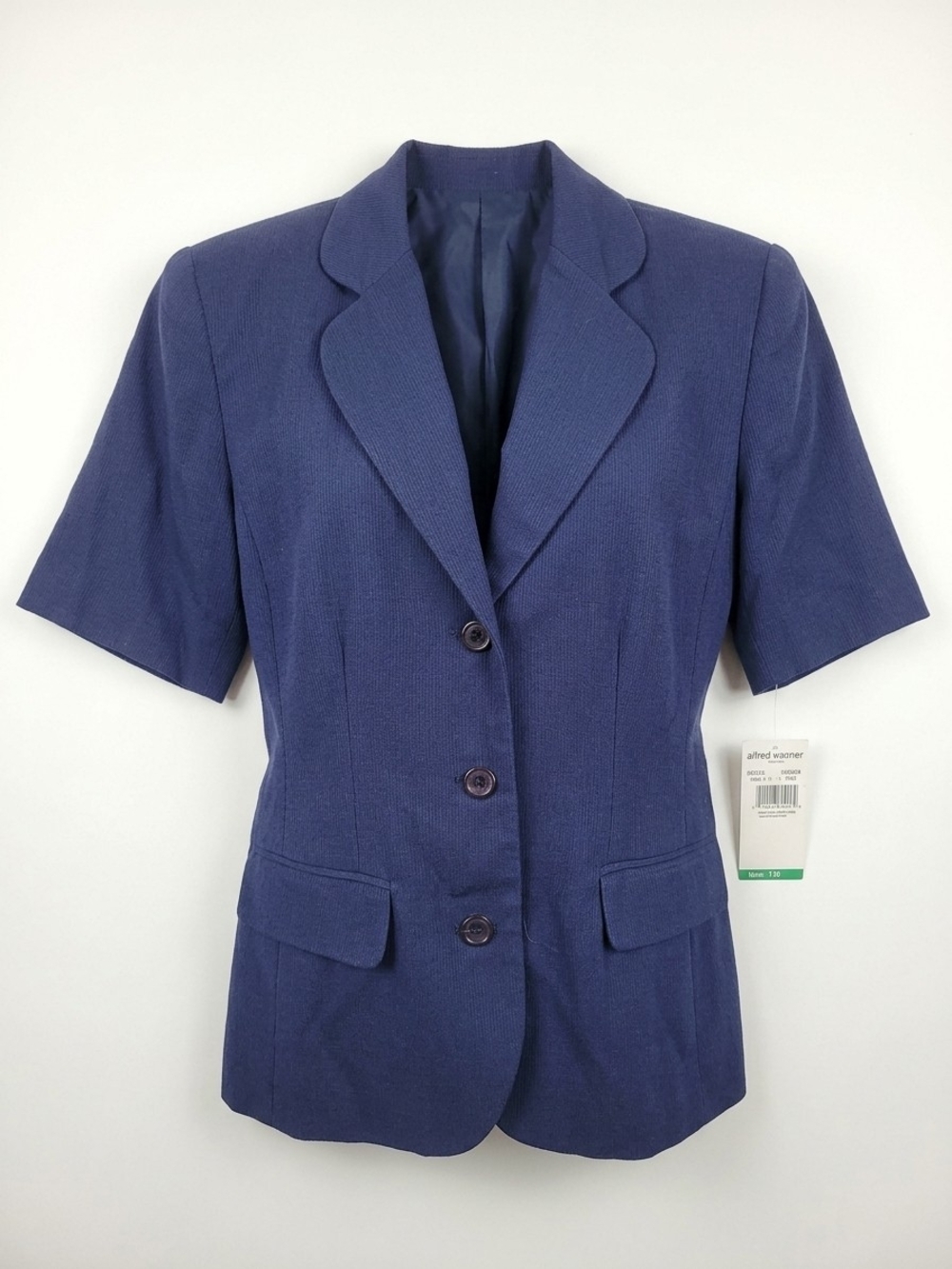 Alfred Dunner Navy Short-Sleeve Tailored Blazer